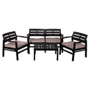 Set Salotto da Giardino 4 Posti Cuscini Tortora Struttura Nero Effetto Legno Malindi      