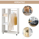 Armadio Guardaroba con Ruote in Legno 80x40x128 cm Bianco 