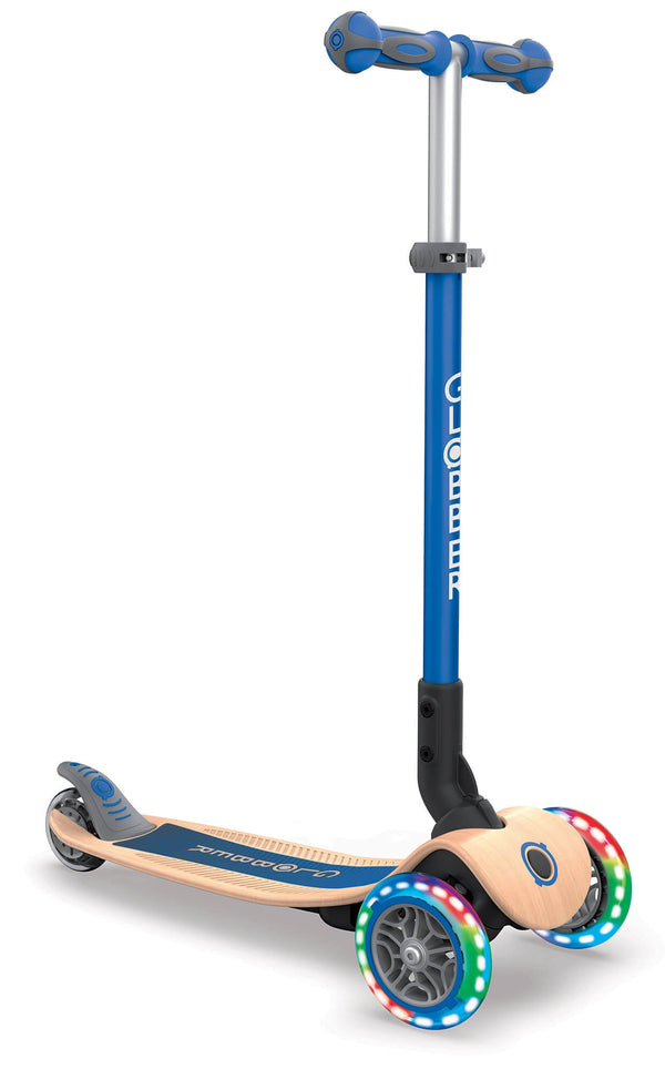 Scooter 3 Räder LED Faltbar 3 Höhen Max 50 Kg Globber Primo Faltbar Holz Blau prezzo