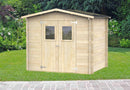 Casetta Box da Giardino per Attrezzi 248x198 cm con Porta Doppia Finestrata in Legno Naturale