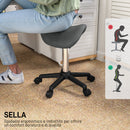 Sgabello Girevole a Sella 48x47x45-57A cm Rivestimento in Finta Pelle Grigio   