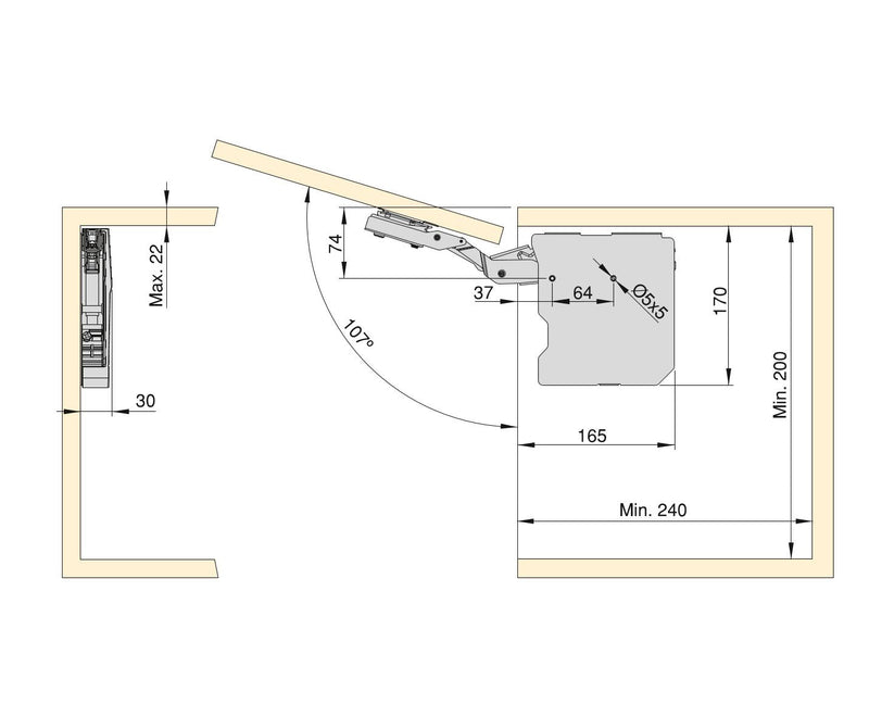 Braccetto Agile Smart Elevabile Forza 960 - 2350 Plastica Grigio Antracite Acciaio  Emuca