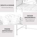 Panchina 2 Posti da Giardino in Ferro Romantico Bianco 109.5x51x95.5 cm 