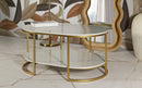 Tavolo da Caffè Izmir 90x60x45 cm in Ferro e Marmo Oro e Bianco      