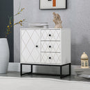 Cassettiera 3 Cassetti 1 Anta 70x35x75 cm in Acciaio e MDF Bianco