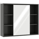 Armadietto con Specchio 60x14,5x49,4 cm con 3 Ripiani Laterali e Ripiano Regolabile Interno in MDF e Truciolato      