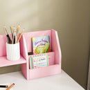 Tavolo Scrivania per Bambini 5-8 Anni 90x45x90 cm con Sedia Scaffale Mensola Estraibile e Cassetto in MDF Rosa      