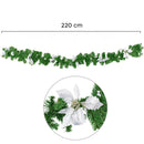 Ghirlanda Natalizia Ramo di Albero 2m con Agrifoglio e Decori Argento