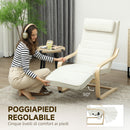 Poltrona Relax Riscaldante e Massaggiante 67x95x101 cm con Poggiapiedi Regolabile e Telecomando Struttura in Legno Crema  