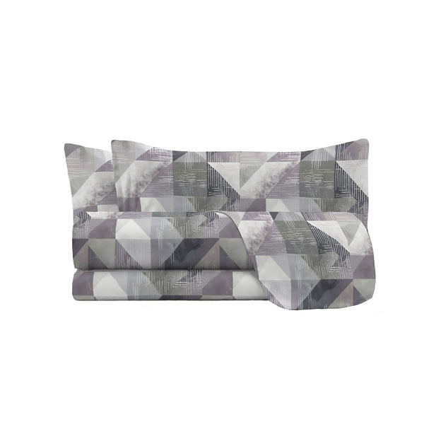 Set Lenzuola con Stampa Sopra Sotto e Federe Linea River Sepik Grey Varie Misure online