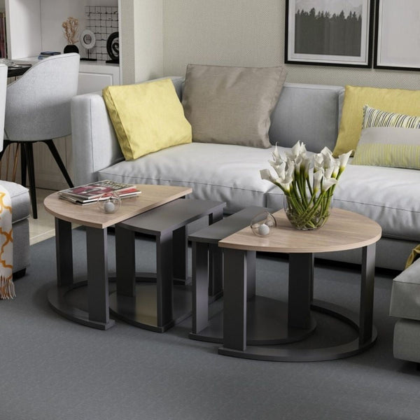 Set tavolini da salotto Antella nero e noce sconto