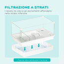 Vasca per Tartarughe 51x31x25,5 cm con Filtro a 3 Livelli e Pannelli in Vetro e ABS Bianco   
