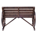 Panchina da Giardino 2 Posti con Braccioli a Ruota Stile Country in Legno Marrone