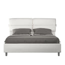 Letto Matrimoniale con Alzata Comoda Imbottito in Similpelle Nandy Bianco Varie Misure