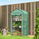 Mini Serra da Giardino 59x39x127 cm con 3 Ripiani e Porta Avvolgibile Copertura in PE Verde      