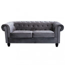 Divano 3  Posti Chesterfield 197x74x82 h cm in Velluto Grigio