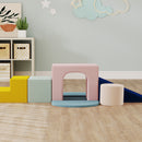 Set 8 Costruzioni Morbide per Bambini 0-3 Anni in Velluto e Schiuma PU Blu      