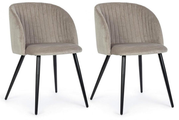 Set mit 2 Stühlen 53x57x81,5 cm aus taubengrauem Polyester mit Samteffekt sconto