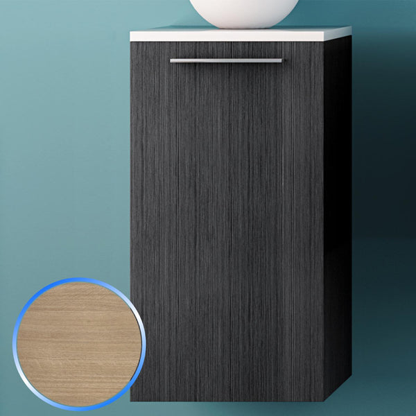 sconto Hängende Badezimmermöbel aus hellem Eichenholz 35 x 60 cm Fosterberg Porto 4