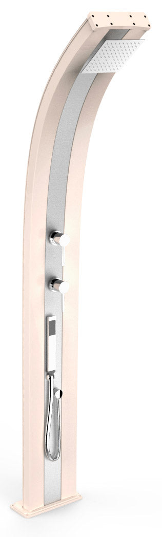 prezzo Doccia Solare da Esterno Giardino 40L Miscelatore e Doccetta Mobile Arkema Dada Fascia Inox Champagne Bronze