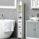 Mobile a Colonna con Mensole e Armadietti 15x17x120 cm in MDF e Legno Truciolare Bianco