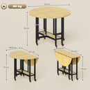 Tavolo da Pranzo Pieghevole per 2-4 Persone 100x100x75 cm con Ruote e Ripiano Aperto in Pannelli Truciolari e Acciaio Rovere      
