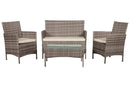 Set da Giardino Divano 2 Poltrone e Tavolino in Wicker Sintentico
