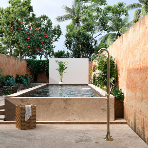 sconto Doccia da Giardino in Acciaio Inox con Miscelatore e Doccino Sined Luna D Oro