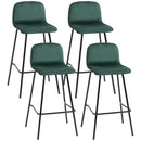 Set 4 Sgabelli Alti con Poggiapiedi 40x45,5x94 cm in Poliestere Vellutato Verde e Nero