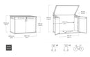 Armadio Porta Attrezzi o Bidoni Differenziata 2 Ante e Coperchio Keter Cortina Mega 190,5x109,3x132,5 cm in Evotech+ Grigio