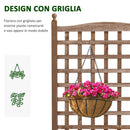 Fioriera da Esterno con Grigliato per Piante Rampicanti 64x28x120 cm in Legno Marrone