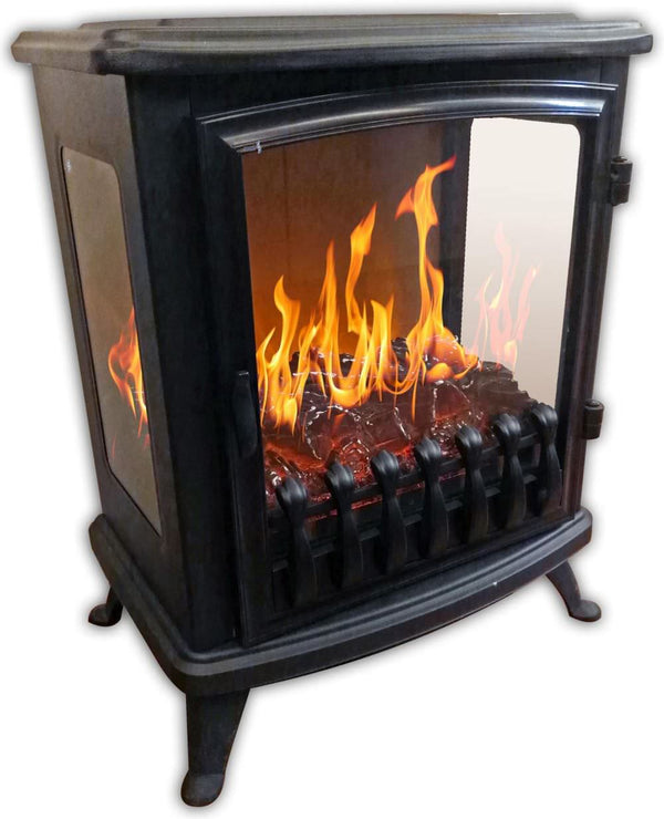 acquista Elektrischer Bodenkamin Flammeneffekt 2000W Chemin'Arte Feuerglas Schwarz