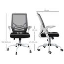 Sedia Operativa Ergonomica Altezza regolabile 94-104 cm Tessuto Effetto Lino Bianco e Nero 