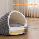 Letto per Gatti Fino a 5 kg Rotondo Semichiuso 50x50x32 cm con Cuscino Lavabile in Peluche Effetto Coniglio Grigio      