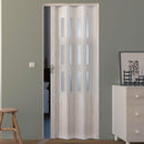 Porta a Soffietto da Interno 88,5x214 cm in PVC con Vetro Florance Pino Sbiancato