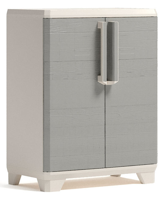 sconto Kleiderschrank 1 Einlegeboden 68x39x97 cm Keter Holzmaserung Low Beige