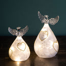 Set 2 Angeli Cuore con Led H15,5 cm in Vetro Oro