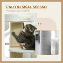 Tiragraffi per Gatti 45x45x91 cm con Lettino Rivestimento Peluche e Palo in Sisal Crema      