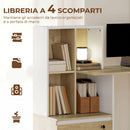Scrivania con Libreria 126x50x109 cm Cassetto A4 Serratura e 2 Chiavi Bianco e Rovere      