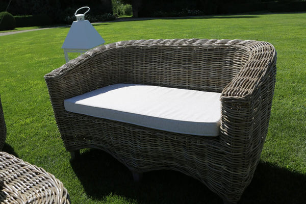 Garden Lounge Set Sofa 2 Sessel und Couchtisch aus Adami Mumbai Grey Rattan sconto