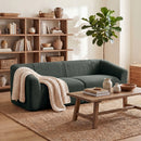 Divano 3 Posti Senza Struttura 225x93x68 cm con Seduta Ampia e Imbottitura Spessa in Ciniglia Verde Scuro      