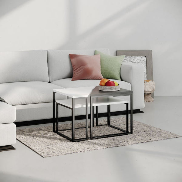 Set 3 Tavolini Varie Misure in MDF OhLady Bianco e Antracite prezzo