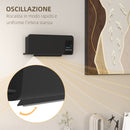 Termoventilatore da Parete Oscillante 54,5x12x21,5 cm in ABS Nero