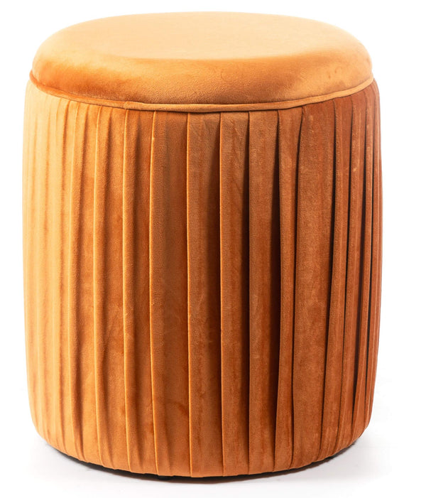 Gepolsterter Pouf Ø35x40 cm in orangefarbenem Samt online