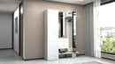 Mobile Ingresso Appendiabiti e 2 Specchi 140x35x191 cm Kompact Bianco Lucido  