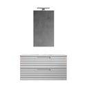 Mobile bagno sospeso 100 cm Bianco ondulato Denver con Specchio Bonussi