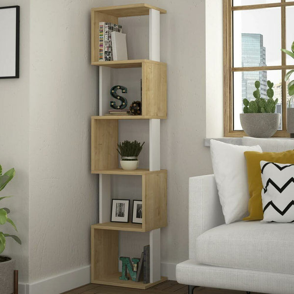 Libreria 161x35x30 cm Design Moderno Scaffale Modulare 5 Ripiani in MDF Quercia sconto