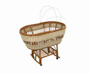 Culla in Rattan con Dondolo e Ruote 100x58cm Morgana Naturale e Miele
