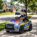 Auto Elettrica Polizia per Bambini 3-6 Anni 12 V 98x60x45 cm con Telecomando Sirena e Musica in PP Grigio      
