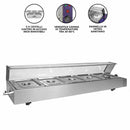 Espositore a Bagnomaria per Ristoranti Pizzerie con 5 Vaschette in Acciaio Inox